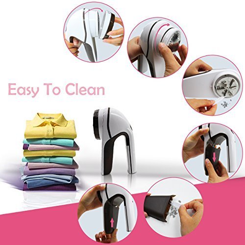 Lint Remover- Electric Rechargeable Fabric Shaver Operated Fabric Defuzzer-Shaver (White)