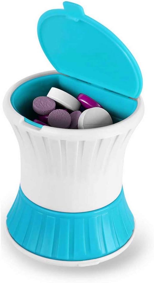 kuou LIding Pill Crusher, 3 in 1 Multifuntion Pill Cutter/Crusher/Box for Small Pills, Blue - Image 5