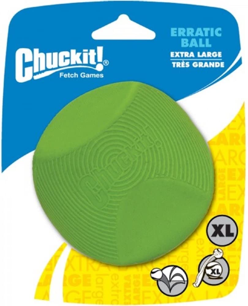 Chuckit! Erratic Ball – Natural Rubber Interactive Throw and Fetch Dog Toy, Compatible with Launcher, XL (Pack of 1)