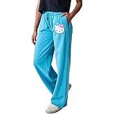 Bioworld Hello Kitty Stars Women's Blue Straight Leg Sweatpant Joggers