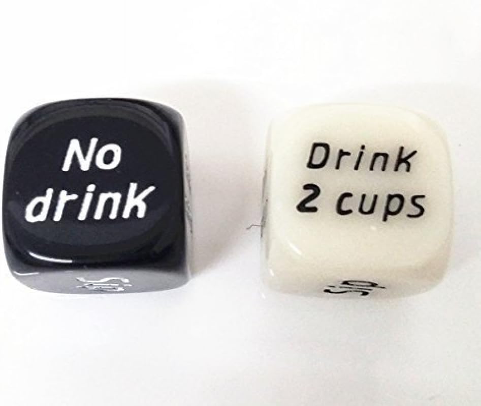 Carved Drinking Dice Game Bachelor Bar Party Pub Dice （White and Black）