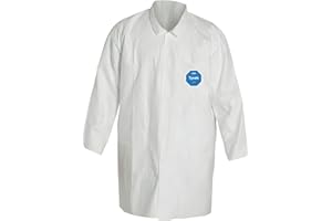 DuPont Tyvek 400 TY212S Disposable Lab Coat with Open Cuff, White, 2X-Large (Pack of 30)