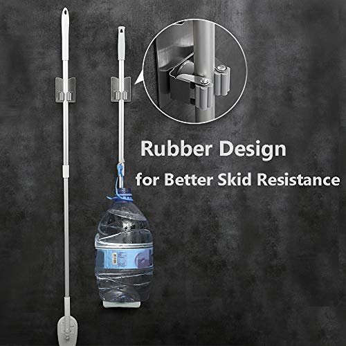 Mop Broom Holder Racks 304 Stainless Steel 3M Self Adhesive Heavy Duty Wall Mounted Mop Organizer Storage Clip Multi-Used for Garage Kitchen and Bathroom (2 Pack)