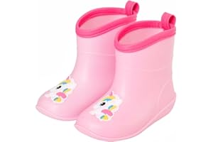 FUNCOO PLUS Kids Rain Boots Toddler Rain Shoes Children Waterproof Boots for Boys and Girls