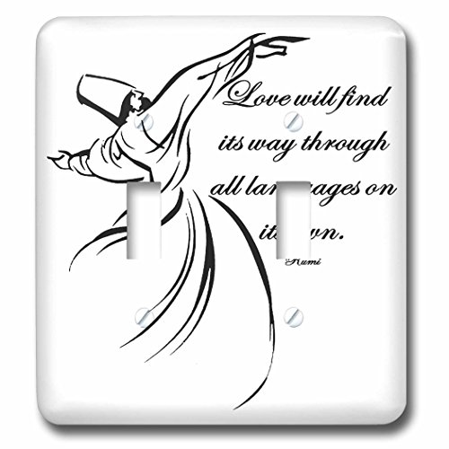 3dRose lsp_275630_2 Love Will Find Its Way Through All Languages Rumi Quote-Whi…