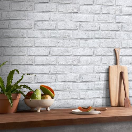 COMSTICKC 3D Adhesive Red Brick Wall Panels, 30 x 30 cm, PVC Self-Adhesive Wall Panels 3D Stone Decoration for Kitchen, Bathroom, Balcony