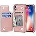 Arae Case for iPhone X/iPhone Xs - Wallet Case with PU Leather Card Pockets [Shockproof] Back Flip Cover for iPhone X/Xs 5.8 inch (Rosegold)