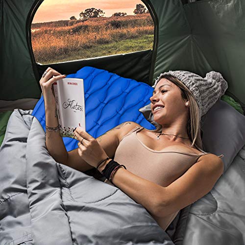 WDLHQC Ultralight Air Sleeping Pad,Inflatable Camping Mat for Backpacking,Camping and Traveling - Waterproof Fabric Comfortable & Lightweight Air Cells Design - Blue