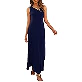 Hount Women's Casual Summer Sleeveless Dress Loose Split Maxi Dresses with Pockets