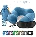 3in1 - Travel Neck Pillow with an Excellent 3D Sleep MASK, 1 Pair of HIGH- Fidelity EARPLUGS and a Compact Carry Bag – All The Best Things to Relax Your Mind Wherever You are – MyTravelUp (Blue)
