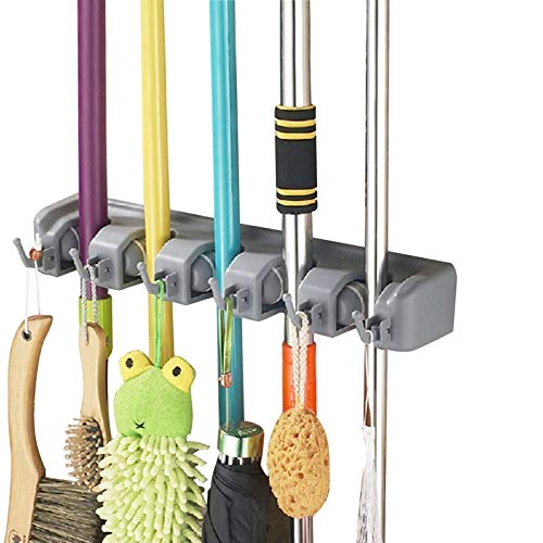 Esup Mop and Broom Holder, Broom Organizer Wall Mounted for Your Closet