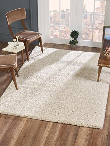 Delphia Rugs Soft Cream Anatolia Plush Shag Rug 2’4” x 5 – Elegant Cozy Floor Rug with Premium Large Fluffy Texture Large Woven Shaggy Carpet for Living / Dining Room and Bedroom Area