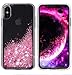 For iPhone Xs Max Case, WORLDMOM Double layer Design Bling Flowing Liquid Floating Sparkle Glitter Waterfall TPU Protective Phone Case for Apple iPhone XS Max [6.5 Inch 2018], Rose Gold
