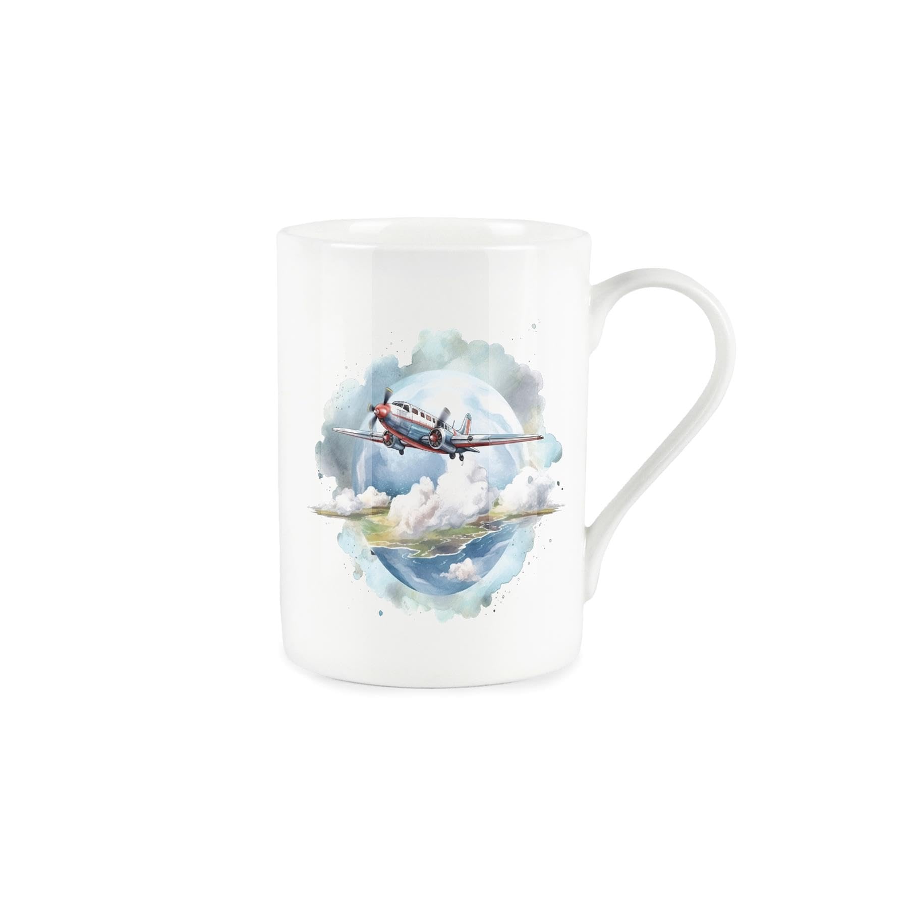 Purely Home WW2 Planes Mug - Passenger Jet Takeoff Scene - Bone China White Mug Coffee/Tea Present Gift
