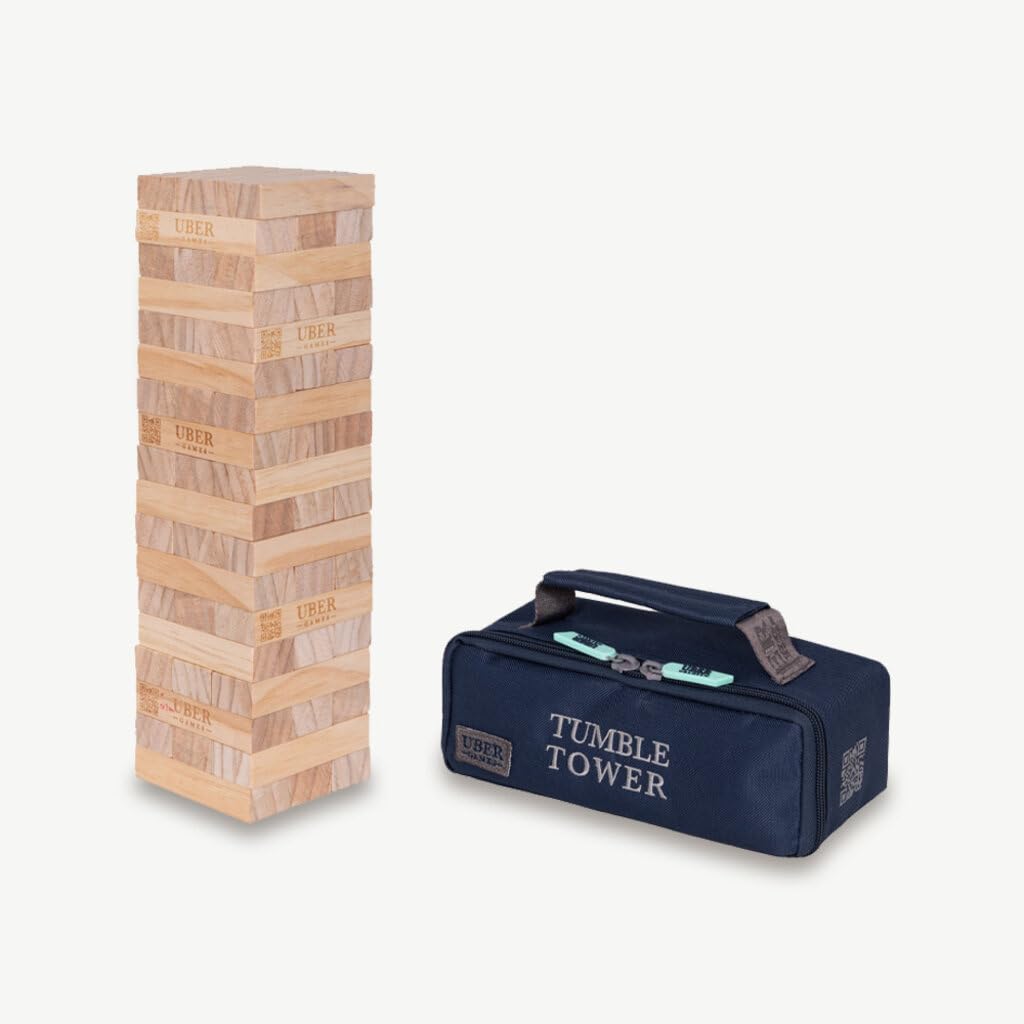 Uber Games - Tumble Tower - Pine - Size MINI - Builds to 2ft tall - Wooden Tumbling Towers - FSC Certified Pine - Great for Events, Weddings & Party
