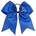CN Girls Cheer Bow with Ponytail Holder for Cheerleading Girl Pack of 10, Electric Blue