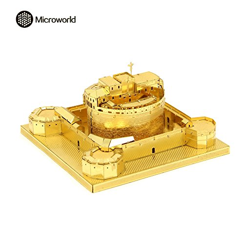 2016 Microworld 3D Metal Puzzle Rome Castel Sant'Angelo Architectural Building Model J007-G DIY 3D Laser Cut Assemble Jigsaw Toys - Gold