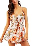 Relipop Women Summer Floral Romper Casual Spaghetti