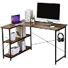JUZI Computer Desk, 47 inch L-Shaped Corner Desk with Storage Shelves, Study Writing Table for Home Office, Small Spaces…