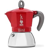 Bialetti - Moka Induction, Moka Pot, Suitable for all Types of Hobs, 4 Cups Espresso (5.7 Oz), Red