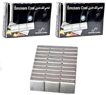 SAS, Smoker 60 Bricks Hookah Charcoal for Mini Acrylic Hookah, Smokers Coal 2boxes