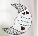 BANBERRY DESIGNS Silver Moon Ornament - I Love You to The Moon and Back Christmas Ornament with Loving Saying