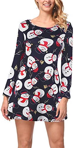 LaSuiveur Women's Christmas Printed Long Sleeve Festive Tunic Dress