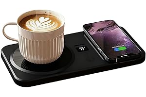 Coffee Mug Warmer for Desk, Cordless Cup Warmer with Wireless Charging & Candle Warmer, 3-Temp Settings & Auto Shut-Off, Smar