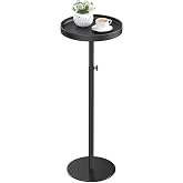 cozynest home Round Side Table, Small Drink Table for Small Spaces, Black | Adjustable Height Martini Table, Pedestal Table with Weighted Table for Living Room, Bedroom, Bathroom, Couch,