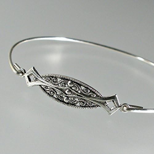 Art Deco Filigree Wedding Bangle Bracelet - ss