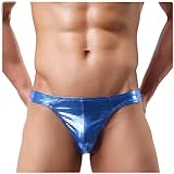 Men's Metallic Wet Look Lingerie Bikini Underwear Faux Leather Low Rise Boxer Briefs Thongs G-Strings Swimsuit