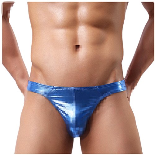 Men's Metallic Wet Look Lingerie Bikini Underwear Faux Leather Low Rise Boxer Briefs Thongs G-Strings Swimsuit