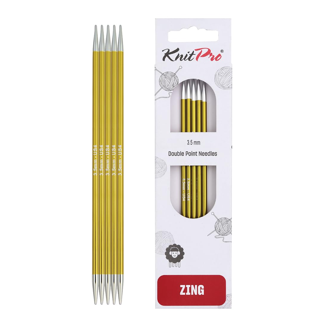 KnitPro Zing Double Pointed Needles 8" (20cm) | 3.50mm