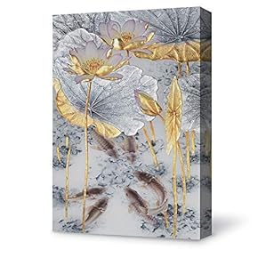 Canvas Wall Art for Living Room,Bedroom Home Decoration Gilding Abstract Artwork Ready to Hang - 12x18 inches