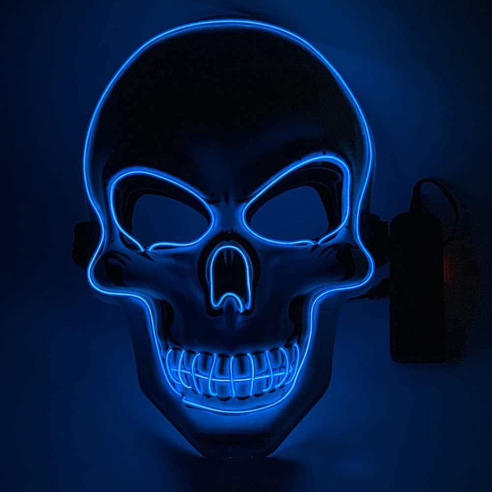 HEE Halloween Mask LED Light up Skull Face Shaped Mask For Halloween Festival Cosplay Halloween Costume Party Decorations (Mask-001)