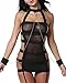 The Victory of Cupid Black Transparent Miniskirt Bundle, Iron Handcuffs, Black, OS