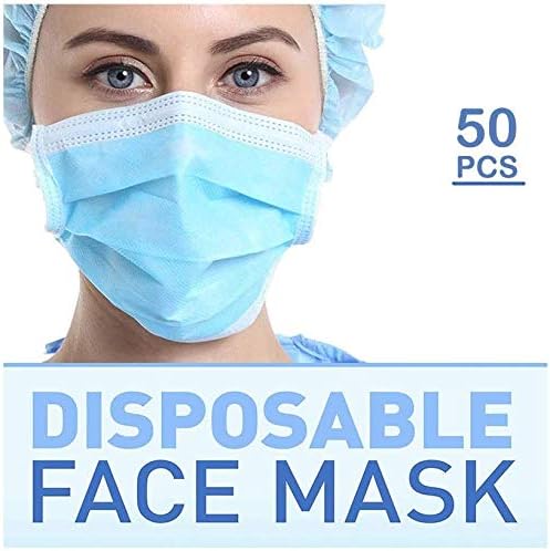 50Pcs 𝐌𝐀𝐒𝐊𝐒 Disposable Face 𝐌𝐀𝐒𝐊 3 Layer Filter Face Cover Safety 𝐏𝐑𝐎𝐓𝐄𝐂𝐓 Yourself