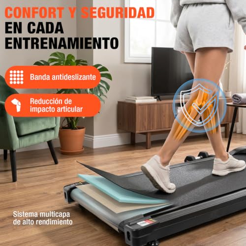 Altera Rambler - Caminadora Eléctrica Vibratoria Plegable Inclinacion | 120 kg, Motor 2.75 HP, 1-6 km/h, Vibración 4 Niveles, Inclinación Manual, Control Remoto, Compacta para Casa y Oficina