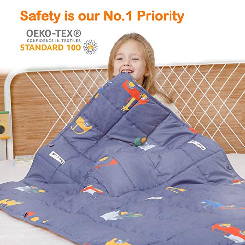 BUZIO Weighted Blanket 7 lbs for Kids, Ultra Cozy Minky Fleece and