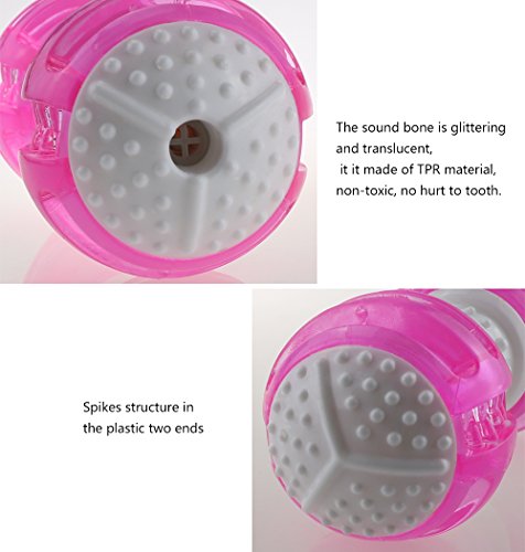 CEESC Puppy Chew Bones Toys, Soft TPR Tooth Cleaning Bone Sound Squeaky Toy for Small and Medium Dogs (Pink) - Thumbnail 5