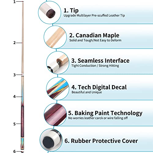 Buy AKLOT Pool Cues,58 Pool Cue Sticks Canadian Maple Wood Billiard Cues Stick For Professional