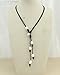 Women's Long Leather Necklace with Cultured Freshwater Pearl Pendant Costume Jewelry 18''