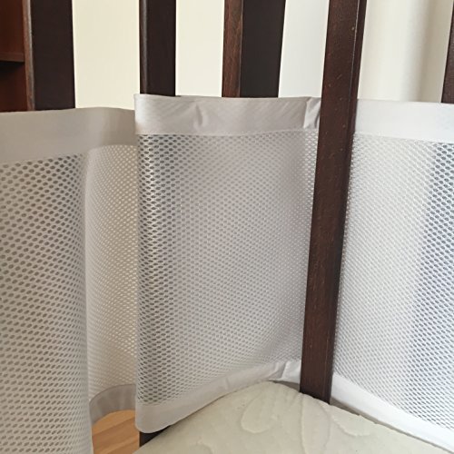 Premium SafeBaby Breathable Mesh Crib Liner, Bumper White, Safe, 1