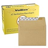 ValBox 100 Qty A7 Invitation Envelopes 5 x 7, 120GSM Brown Kraft Paper Envelopes for 5x7 Cards, Self Seal, Weddings, Invitations, Baby Shower, Stationery, Office, 5.25 x 7.25 Inches