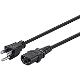 Monoprice 105294 15ft 14AWG Power Cord Cable w/ 3 Conductor PC Power Connector Socket, 15A (NEMA 5-15P to IEC-320-C13) Black