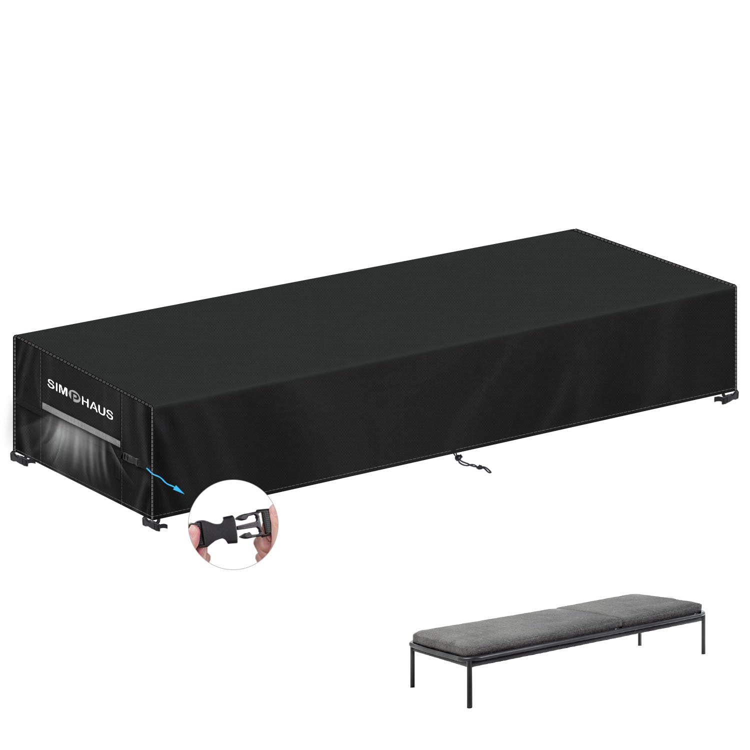 SIMPHAUS Garden Sunbed Covers Waterproof Outdoor Patio Sun Lounger Cover for Outside Lounger Chair Cover Anti UV 420D Oxford Fabric Windproof Garden Reclining Chair Covers 220x80x40cm