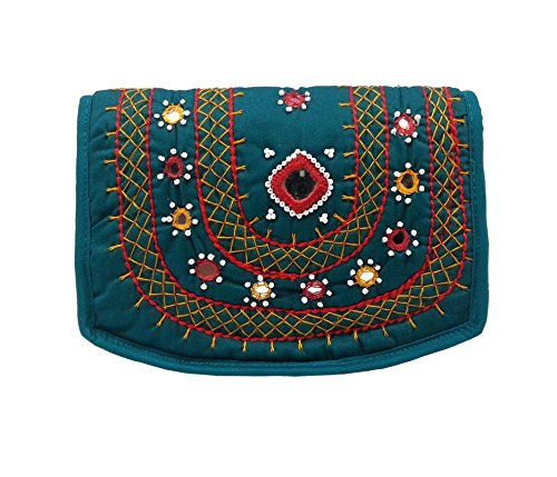 belladona r.c mirror work purse in rama green