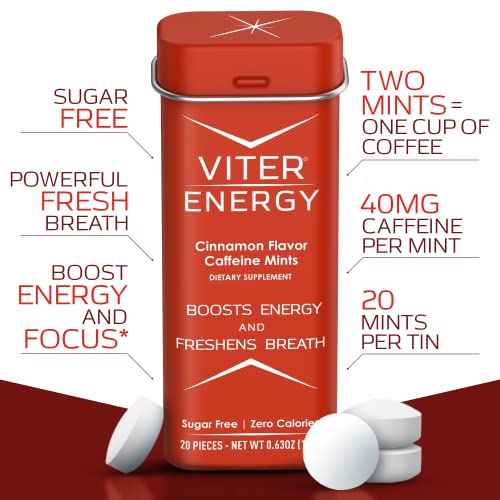 Viter Energy Caffeinated Mints 40mg Caffeine, B Vitamins, Sugar Free
