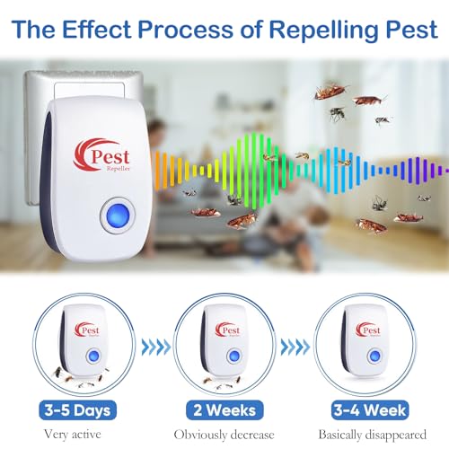 Ultrasonic Pest Repeller, 6 Pack Electronic Pest Control Repeller, Ultrasonic Mosquito Repellent for Anti Mosquitos, Flies, Mice, Cockroaches, Spiders, Rodents