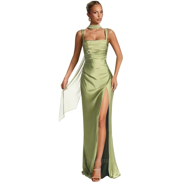 green emerald velvet dress Nahla Formal Satin Mermaid Dress